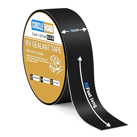 RV Roof Tape Black, 2 Inch X 50 Feet RV Repair Sealant Tape, Stop Camper Roof Leaks, UV-Resistant, Weatherproof and Reliable for Camper, Trailer, Boat (2In-50FT Black)