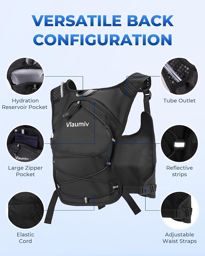Running Vest with 2L Water Bladder, Hydration Backpack with Adjustable Straps, Lightweight & Breathable Design, Reflective Chest Pack for Men & Women, Ideal for Running and Cycling