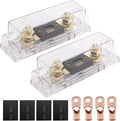 2PCS ANL Fuse Holder 200 AMP Fuse Car Audio ANL Fuse Holder Block 0/2/4 Gauge AWG Inline ANL Fuse Holder with 200A Battery Fuse w Holder Solar Fuse for Car Audio Alarm Amplifier and Solar System