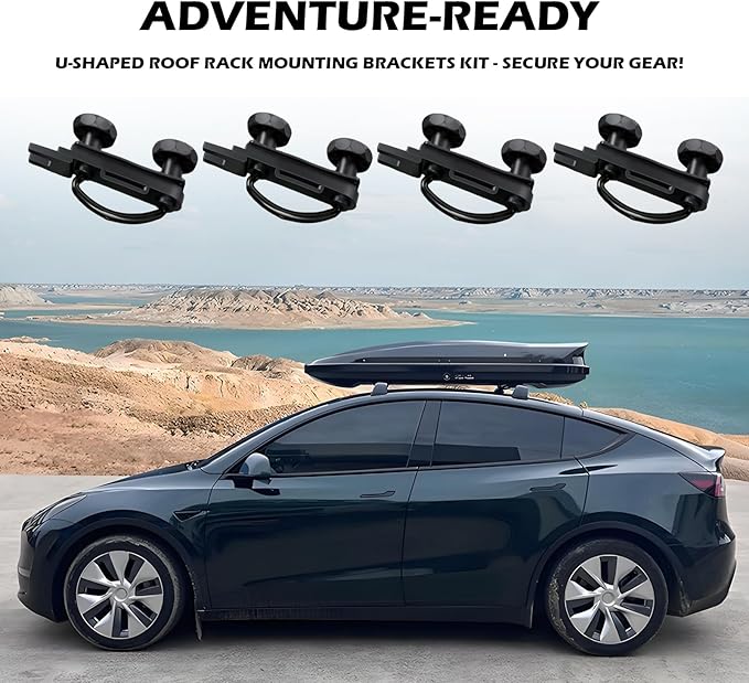 4PCS U-Bolt Roof Rack Mounting Brackets,Durable Roof Rack Clamps Kit with Straps & Nuts Provide Firm Fixation for Roofs Box,Professional Car Accessories Roofs Racks Brackets