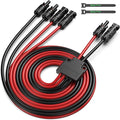 Bateria Power Solar Connectors for 2 Solar Panels, IP68 Waterproof Solar Panel Connectors Splitter, 4 to 2 Y Branch Parallel Adapter for Solar Cable Extension 20FT