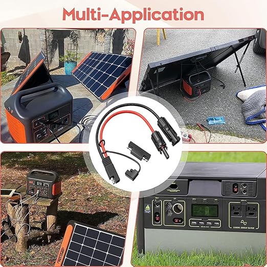 2Pcs 1FT 10AWG Solar Panel Connector Cable, SAE to MC-4 Male Female Adapter PV Extension Cable with SAE Polarity Reverse Adapter for RV Caravan Solar Panel Battery Charger