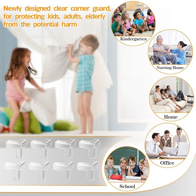 8 Pack Corner Protectors, Clear Table Corner Guards Protectors Baby Proof Furniture Corners & Edges Safety Bumpers Covers, T Shaped 1.4x1.4x1.4 in