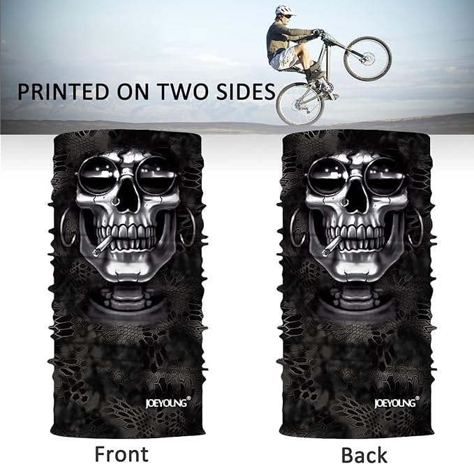 JOEYOUNG Skull Face Mask UV Sun Dust Neck Gaiter Bandana Headwear Motorcycle