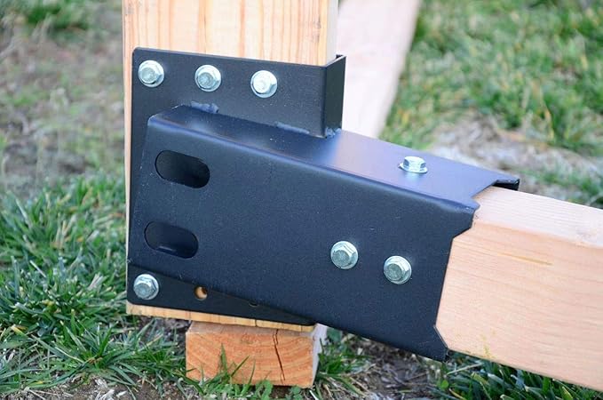 Adler Multi-Use Outdoor 4x4 Compound Angle Platform Brackets for Deer Stand Hunting Blinds Shooting Shack, Tree House, Observation Decks, Set of 4, Black, 16''x 7.5''x 9''