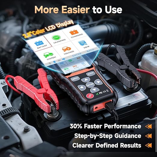 FOXWELL BT705 PLUS Car Battery Tester 24V 12V Load Tester, 100-2000CCA Automotive Alternator Tester Digital Cranking Charging System Tester for Car Truck Marine ATV, Upgraded of BT705