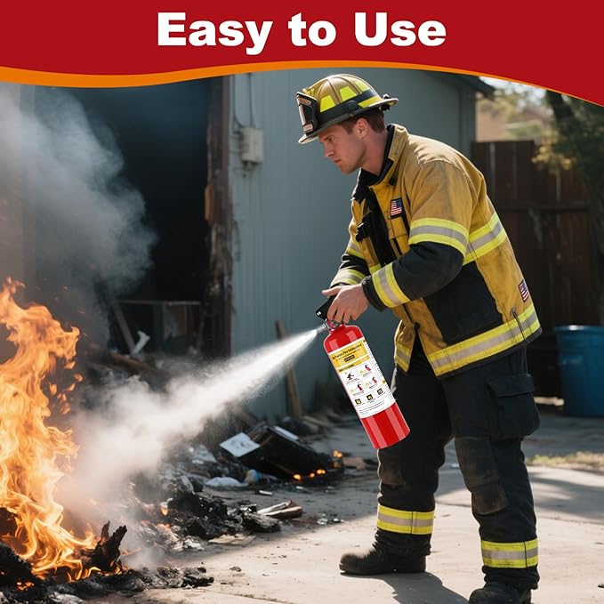 2Pack ABC Fire Extinguisher for Home, 1-A:10-B:C Rated Dry Chemical Extinguisher, Extintor Para Carro Fire Safety Equipment with Quick-Release Handle for Kitchen, Business, Vehicle