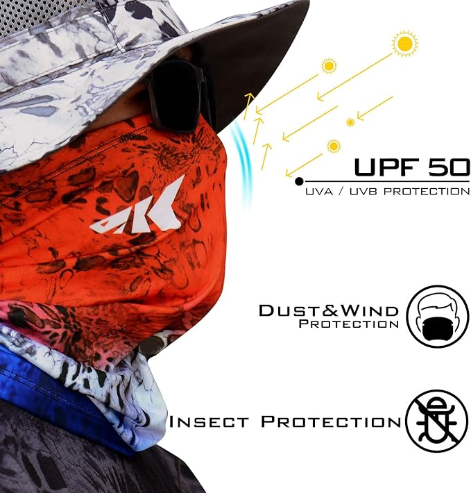 KastKing Sol Armis Neck Gaiter - UPF 50 Face Mask - UV Sun Protection Mask for Men & Women, Fishing, Hiking