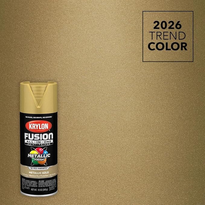 Krylon Fusion All-In-One Adhesive Spray Paint for Indoor/Outdoor Use, 12 oz, Gold