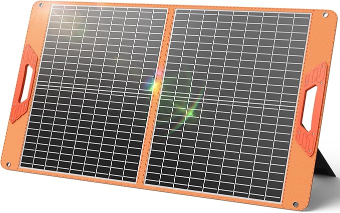 60W Portable Solar Panel Charger, 23.5% High Efficiency Foldable Solar Panels for Power Station, IP65 Waterproof Solar Charger with QC3.0 USB-A & USB-C Outputs for Outdoor Camping RV Trip