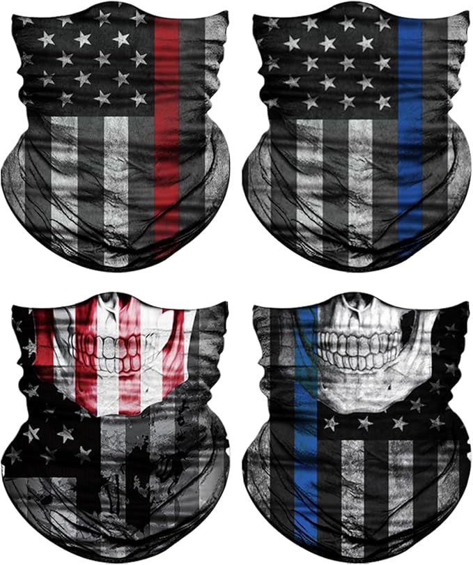 4Pack Neck Gaiter for Men Women Face Cover Mask Head Wrap Balaclava Headwear Bandana Headband Magic Scarf