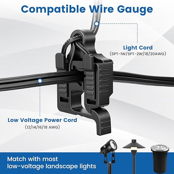 Low Voltage Wire Connectors for Landscape Lighting, Compatible with #12/14/16/18 Gauge Underground Cable for Pathway Lights, Spotlight, In-ground Lights, Waterproof, UL Listed (8)