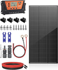 200 Watt Solar Panel Kit, 18BB 200W N-Type Solar Panels 25% Efficiency, 30A Charge Controller, 10AWG Solar Cable and Tray Cable, Black Z Brackets Boat, Camper
