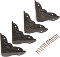 dophee 4 Pack Vintage Corner Protectors, 1.54"x1.54"x0.39" Antique Bronze Decorative Edge Corner Protectors, Three-Sided Metal Edge Cover with Mounting Nails for Table Jewelry Wine Wooden Box