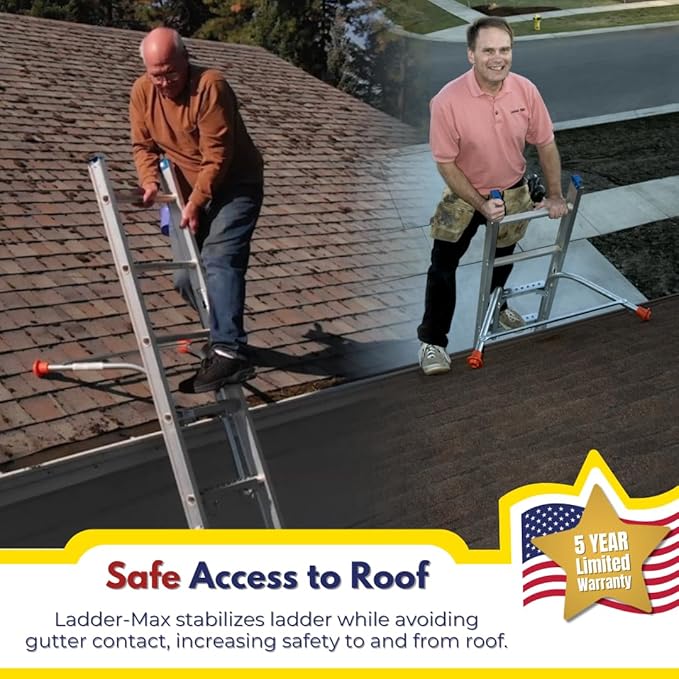 Ladder Stabilizer, American Made Heavy Duty Standoff Fits Most Ladders, Secure Roof and Wall Extension Accessory, Gutter Protection Tool, 25 Years Proven Safety, 5 Year Limited Warranty