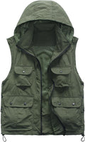 M2C Mens Hooded Mesh Multiple Pockets Traveling Vest