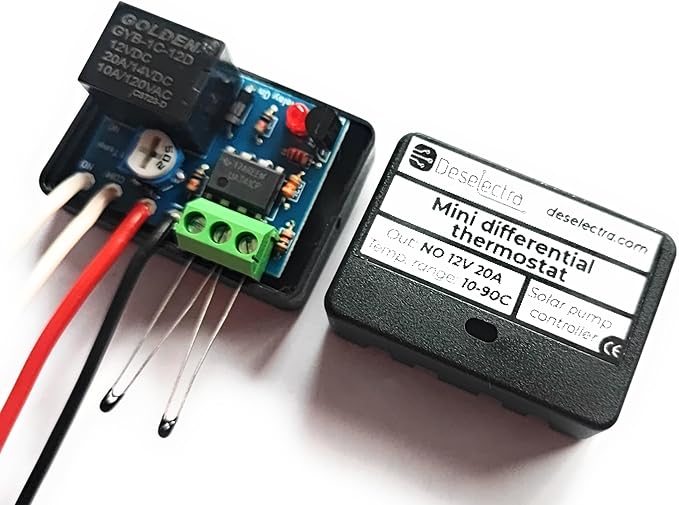 Differential Thermostat Home Solar Hot Water Heating Pump Controller, 12V, 10A