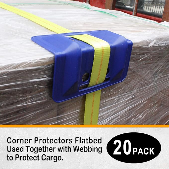 ENJ Flatbed Edge Protectors for Cargo Loads Corner Protectors Flatbed Used Together with Webbing to Protect Cargo, 20 Pack