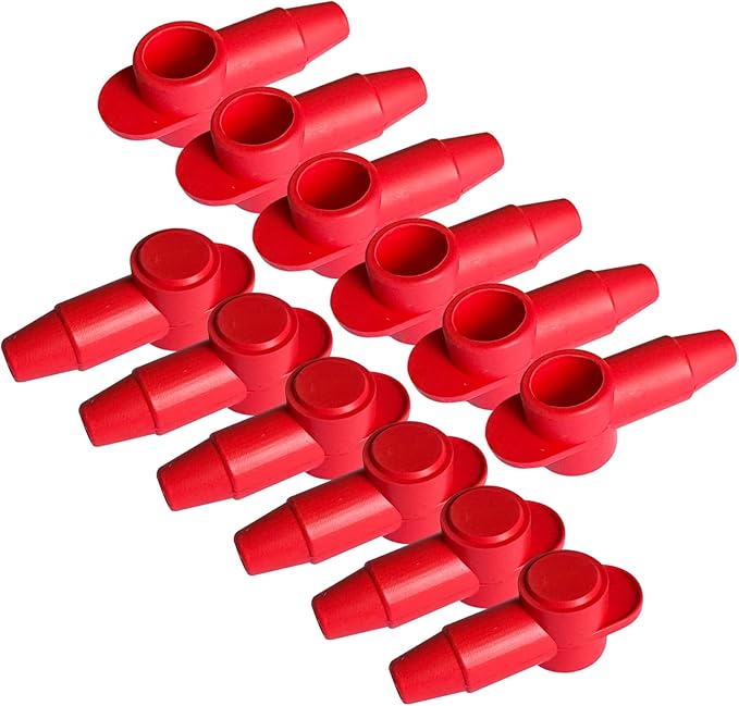 Ampper 12 Pcs Silicone 1/4", 5/16" Stud Terminal Covers, Flexible Post Terminal Cover Protector Boot for Battery Power Junction Block Post, Fits 6-1 Gauge Wire (Red)