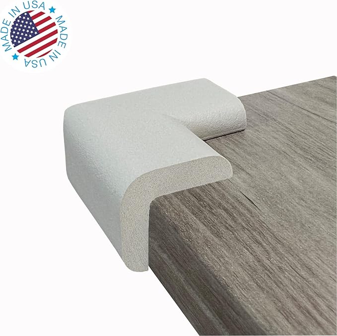 KidKusion Child Safety Corner Cushion | Soft Gray | 4 Pack | Made in USA, Child Safety, Child Proofing Corner Guard, Home Furniture Safety Bumper, Baby Proof Table Protector