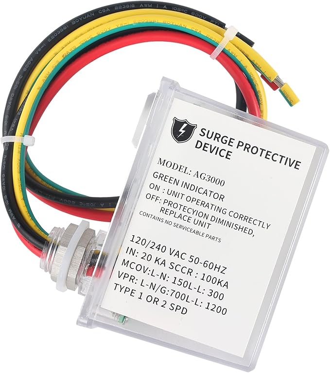 120/240 VAC Universal HVAC Surge Protective Device AG3000 TPMOV Technology, Watertight Enclosure, Comprehensive Surge Protection