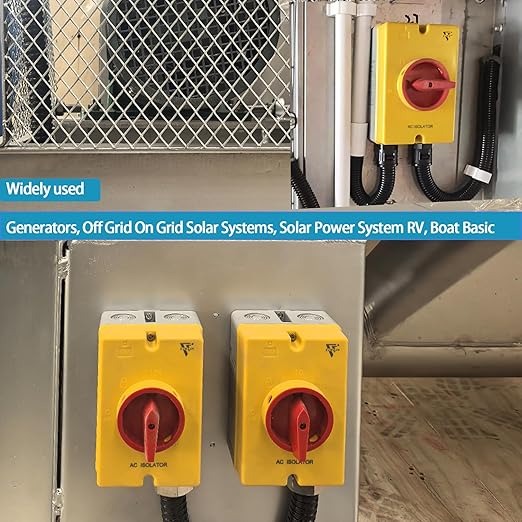32 Amp Disconnect Switch IP66 Waterproof 690V AC Disconnect 30Amps Electric Switch for Machines On Off Combiner Box 4 Pole for PV Systems