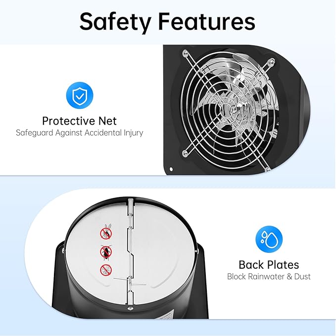 7'' Explosion Proof Exhaust Fan, 110V 50W Industrial Axial Flow Fan Utility Blower Ventilator Extractor Factory Extraction Ventilation for Garage Shops Kitchen, 2600RPM