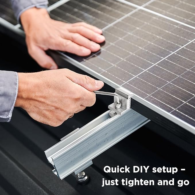 YOUEON 10 Pcs 35-50mm Adjustable Solar Panel End Clamp Mounting Brackets, Anodized Aluminum Alloy Z-Brackets Kit for Framed Solar Modules, Universal Roof, RV, Boat Installation