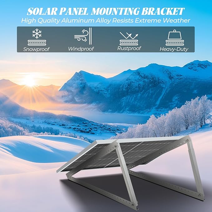 FAHKNS 45 Inch Solar Panel Mount, 1 Set Solar Panel Tilt Mount Brackets, 0-90° Adjustable Portable Solar Panel Stand with Telescopic Bracket,100-400 Watt Solar Panel Mounting Kit for RV Roof Boat