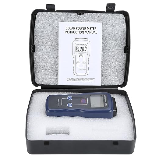 Digital Solar Power Meter,Handheld Strength Sunlight Meter, W/m²/Btu Light Radiation Measuring Testing Instrument,for Meteorology, Physical and Optical