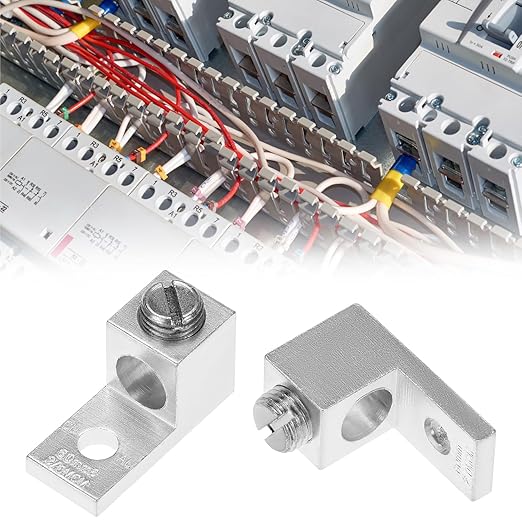 QWORK Aluminum Alloy Mechanical Lugs, 25Pcs High-Strength Terminal Mechanical Lug, Screw Size 5/16-24, Compatible with 14 AWG - 2/0 AWG Conductors