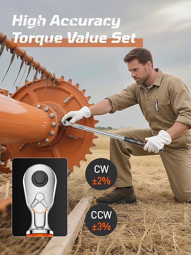 Digital Torque Wrench, 12.54-250.8 Ft.lb /17-340 Nm, 1/2" Drive In Lb Torque Wrench Electronic with Buzzer & LCD Indicator, Torque Wrench Set for Cars Automotive