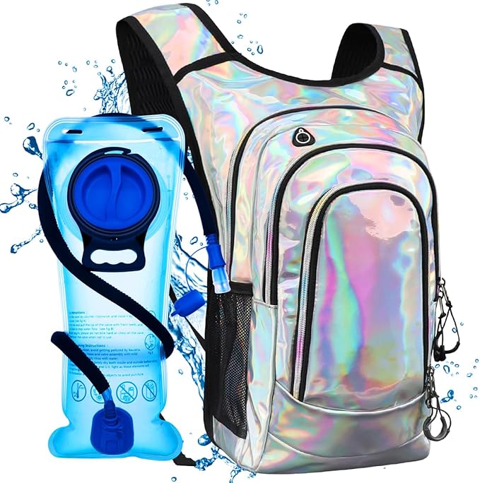Hydration Pack, Hydration Backpack with 2L Hydration Bladder, Festival Essential Water Backpack, Lightweight Hydration Bag Hydropack Hydro for Running, Biking, Music Festival Gear, Rave