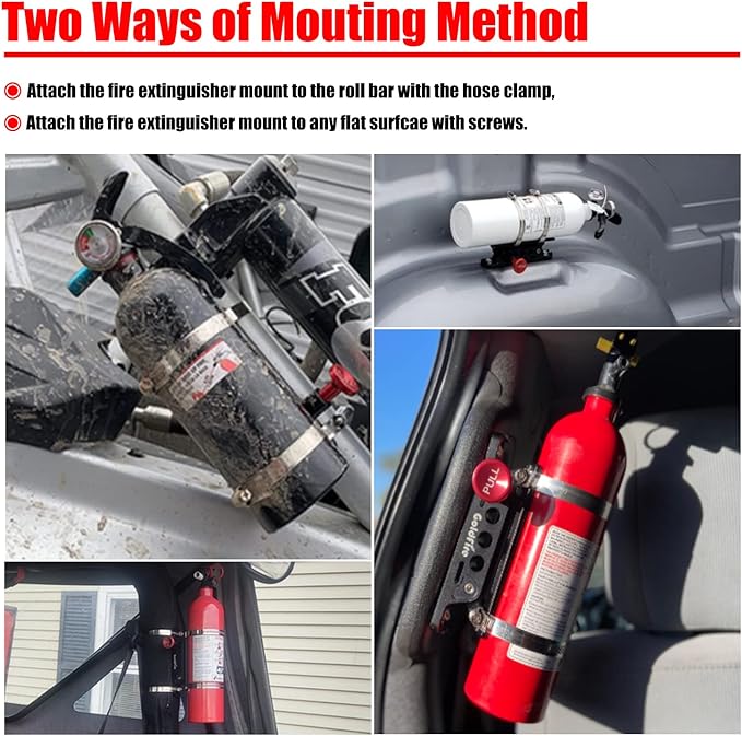 Goldfire Universal Vehicle Adjustable Quick Release Roll Bar Fire Extinguisher Mount Holder Brackets , Fire Extinguisher Mount for Car UTV