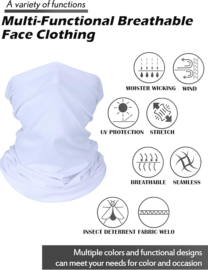 Geyoga Neck Gaiter Bandana Face Mask Summer UV Protection Cooling Breathable Face Mask Neck Scarf Balaclava for Men Women