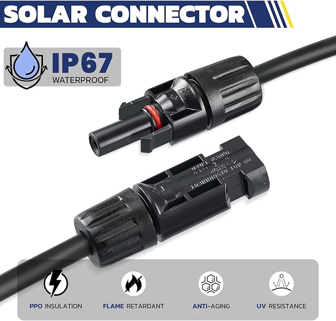 haisstronica 25PCS Solar Crimping Tool Kit, 20 Pairs MC4 Connectors AWG14-10(2.5/4/6mm²) with Stripper and Spanners for Solar Panel PV Cable Installation