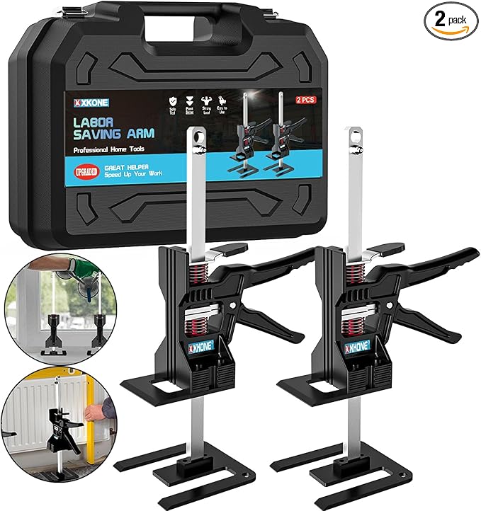 Labor Saving Arm Jack(2 Pcs),Multi-Function Height Adjustment Lifting Device with Storage Case,Suitable for Door Panel Lifting,Wall Tile Locator,Cabinet Jack and Tables Lifter etc.