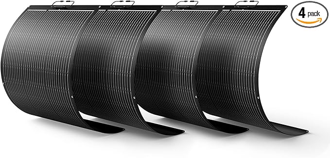 400W Flexible Solar Panel System (4x100W), All-Black ETFE Array, 23% Efficiency High-Power Off-Grid Kit, Compatible with 12V/24V/48V Batteries, RV, and Cabin
