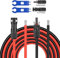 50 FEET 8AWG Solar Panel Extension Cable,8 Gauge Extension Cord, Solar Panel Wire with Extra Fair of Female and Male Quick Connectors Solar Adapter for RV, Off-Grid Systems (50FT Red + 50FT Black)