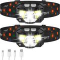 LHKNL Headlamp Flashlight, Lumen Ultra-Light Bright LED Rechargeable Headlight with White Red Light, 2-Pack Waterproof Motion Sensor Head Lamp,8 Modes for Outdoor Camping Running Hiking Fishing