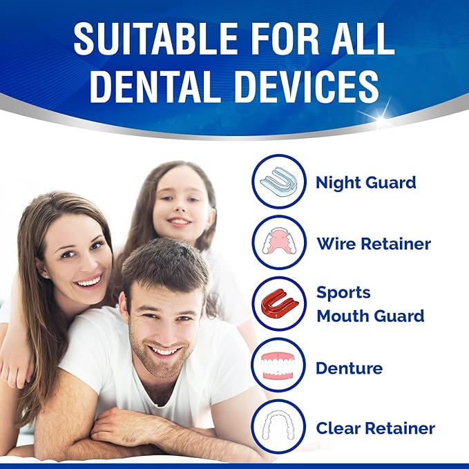 240 Units Retainer and Denture Cleaning Tablets (8 Months Supply) - Cleaner Removes Plaque, Stains from Dentures, Retainers, Night Guards, Mouth Guard, Aligners and Removable Dental Appliances