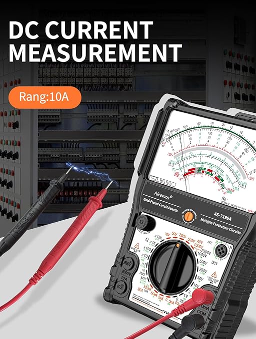 Analog Multimeter AS-7199A, Pointer Multimeter, AC DC Volt 2500V, DC Current 10A, Rx 100K, Batt Tester, Diode/LED Testing, Remote Control Detection, 11 Function, 24 Range
