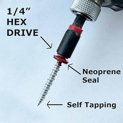 Metal Roofing Screws-#10 x 1.5” – Self Tapping Hex Head with EPDM Rubber Washer – for Metal to Wood, Corrugated Roofing, Siding, Sheds, Pancake Screw - ¼” Hex Drive Easy Installation - White