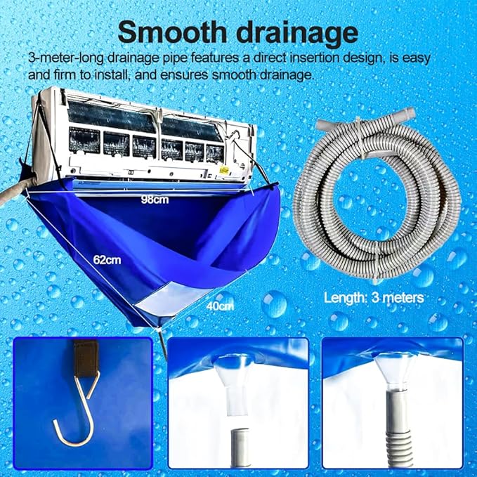 Ac Cleaning Bag With Support Rods, Air Conditioner Cleaning Kit with Strong Washing Tool, Ac Cleaning kit, Minisplit Cleaning Kit, Air Conditioning Water Bag Kit Universal for Home AC Cleaning