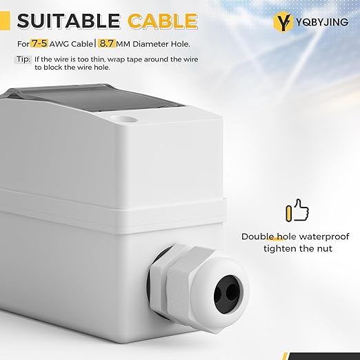 DC Solar Panel Disconnect Switch 40 Amp AC Miniature Circuit Breaker Box 500V 2 Poles with IP65 Waterproof UV-Proof Box for Outdoor Solar PV Homes Battery