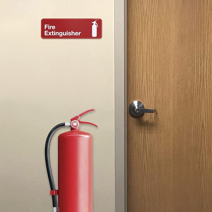 Fire Extinguisher 9x3" Plastic Business Sign 3 Pack (Red)