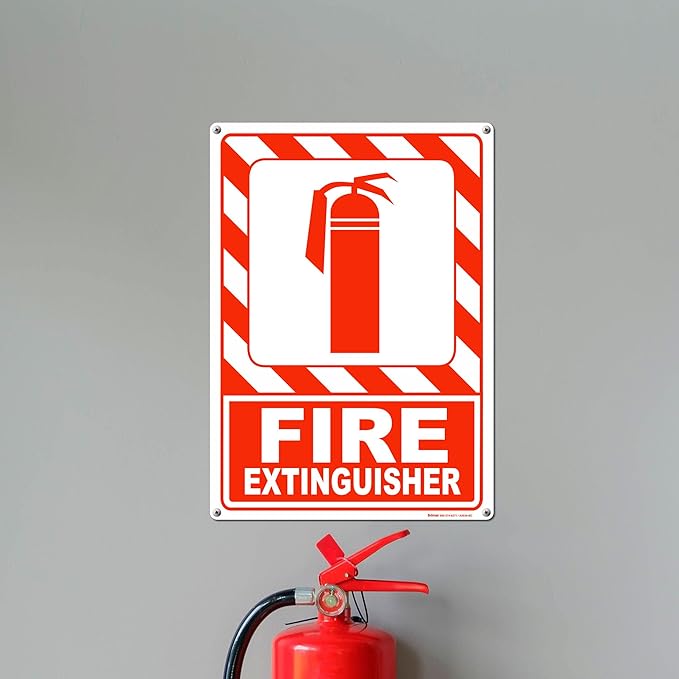Brimar - 10 x 14" - Fire Extinguisher Sign - Polyethylene Plastic - Fire Safety Sign - Easy Installation