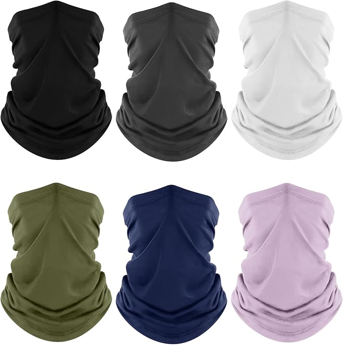 Fuinloth Neck Gaiter, 6 Pack Cooling UV Protection Bandana Face Mask Gator Scarf for Men Women