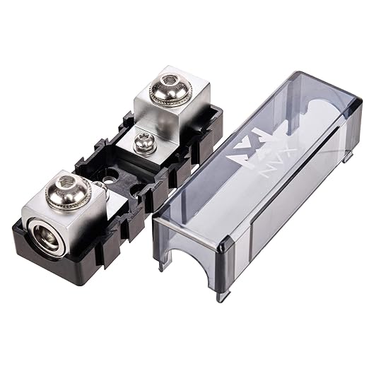 NVX XFMANL 1/0 to 4 Gauge ANL/Mini-ANL Modular Inline Fuse Holder – Linkable Fuse Block with Solid Brass Construction and High-Temp Housing – Car & Marine Audio Circuit Protection