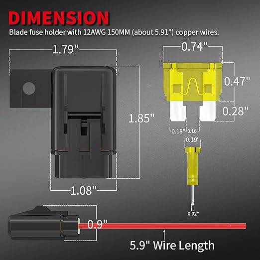 DaierTek Inline Fuse Holder 12V 12 AWG Waterproof ATC/ATO Blade Fuse Holder with 20 Amp 30 Amp 40 Amp Inline Fuse Heavy Duty in Line Fuse Holder for Marine Automotive Vehicle -6Pcs